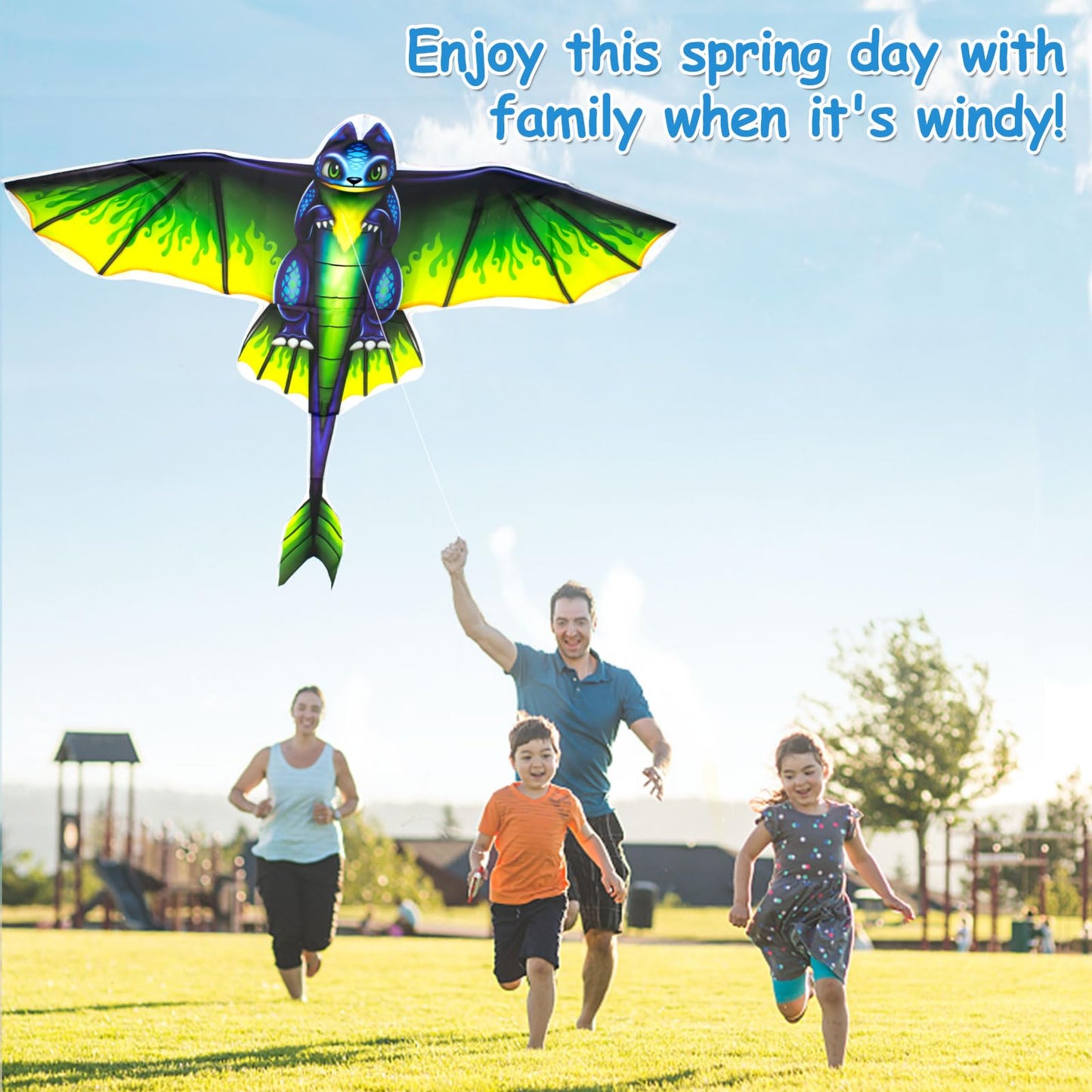 62' Dragon Kite For Kids And Adults, Easy To Fly Dinosaur Kites For Kids Ages 4-8 8-12 With 328Ft Kite String For Beach Trip Park Birthday Gift Family Outdoor Games And Activities, 2 Pack