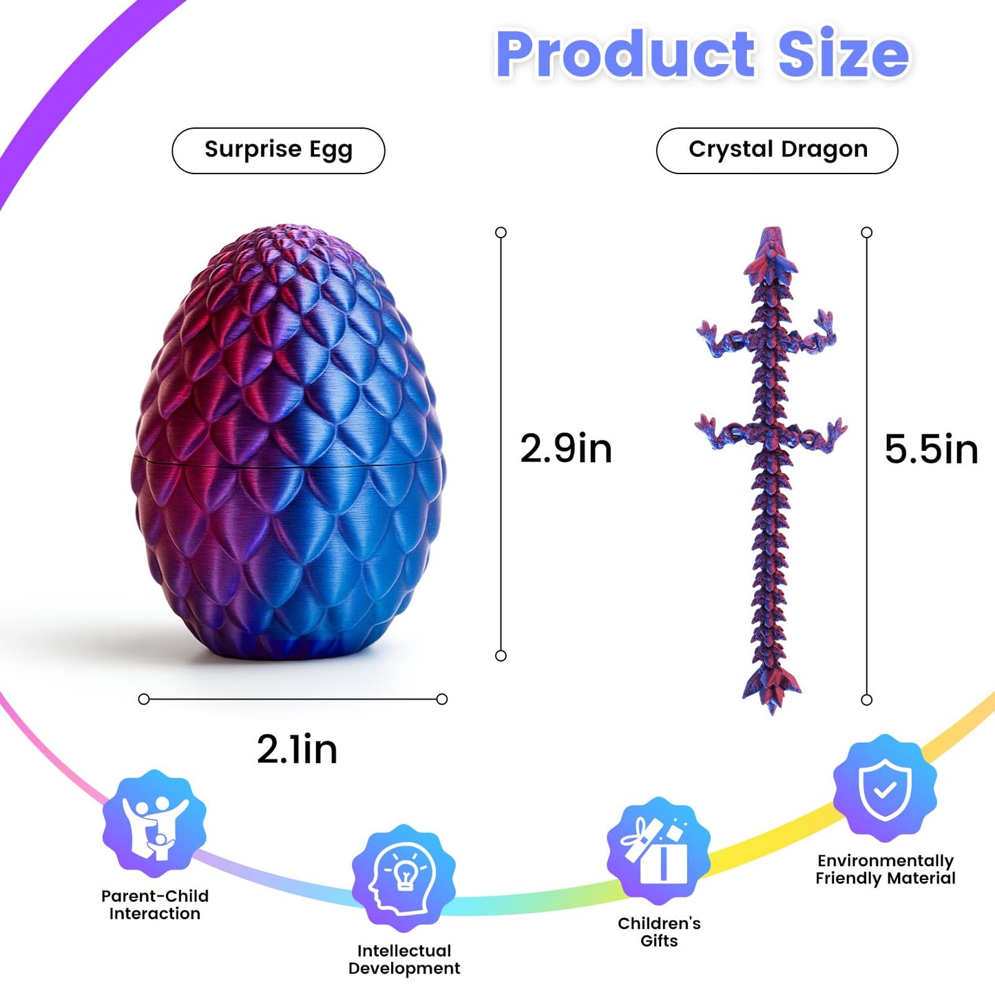 4Pcs 3D Printed Dragon Egg, Executive Desk Toys Dragon Eggs With Dragon Inside, Small 3D Printed Dragon Fidget Toys Autism Toys
