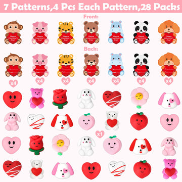 Surcvio 28 Pack Valentine Mochi Squishies Gifts For Kids, Greeting Cards And Mochi Squishies Filled Hearts Kawaii Squishies Stress Relief Fidget Toys Classroom Exchange Party Favors Prizes Gifts