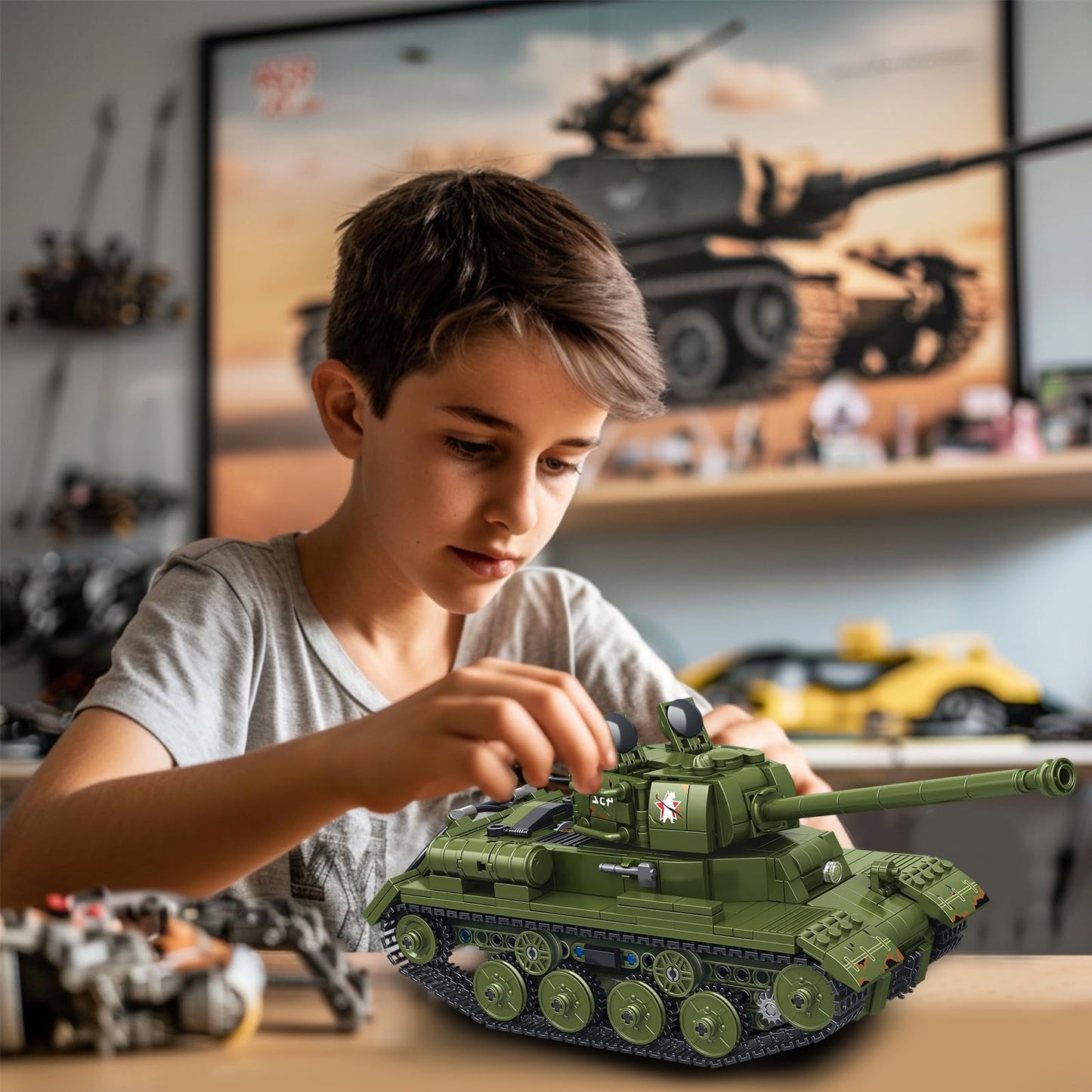 Bestmoment Military Js-2 Rc Tank Building Toys -928 Pcs Ww2 Army Military Toys Building Blocks For Adults, World Of Tanks Buildi