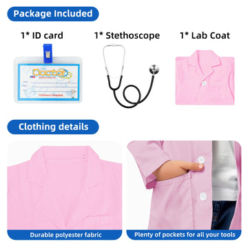 COTATERO Doctor Lab Coat for Kids with Accessories,Scientist Role Play Career Day Costume for Boys Girls for Boys Girls Age 3-12