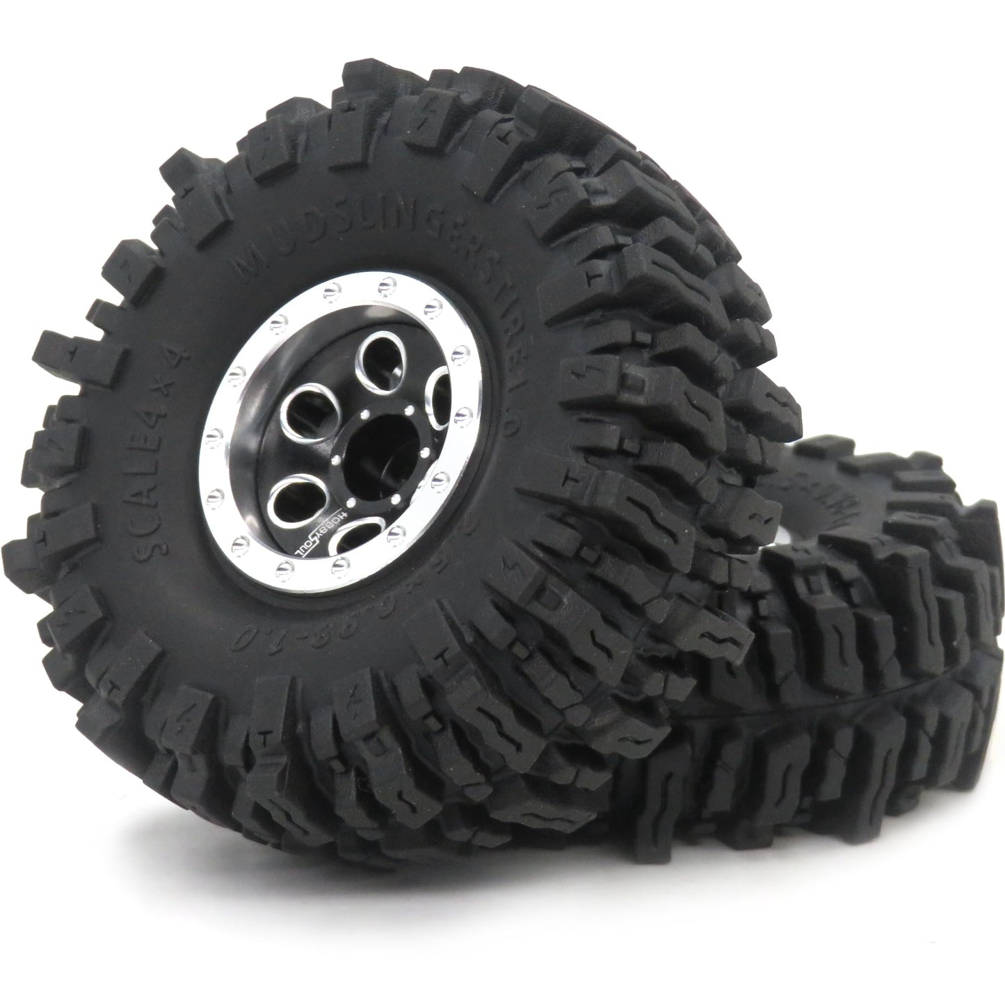 HOBBYSOUL 64 * 25mm Soft Sticky 1.0 Mud Slingers tires & Adjustable Offset 1.0 beadlock Wheels, Negative Offset 1.0 Wheels and t