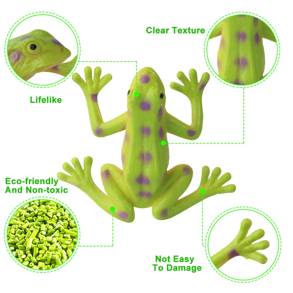 Mukum 16Pcs Plastic Frogs Toy For Kids Easter Party Favors Mini Red Frogs Toys Fun Tropical Forest Character Toys For Boy Girl