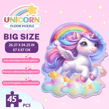 Hamiface 45 Pcs Unicorn Floor Puzzle for Kids Ages 3-6 Years Old- Large Toddler Puzzles Set, Educational Unicorn Activity Toys f