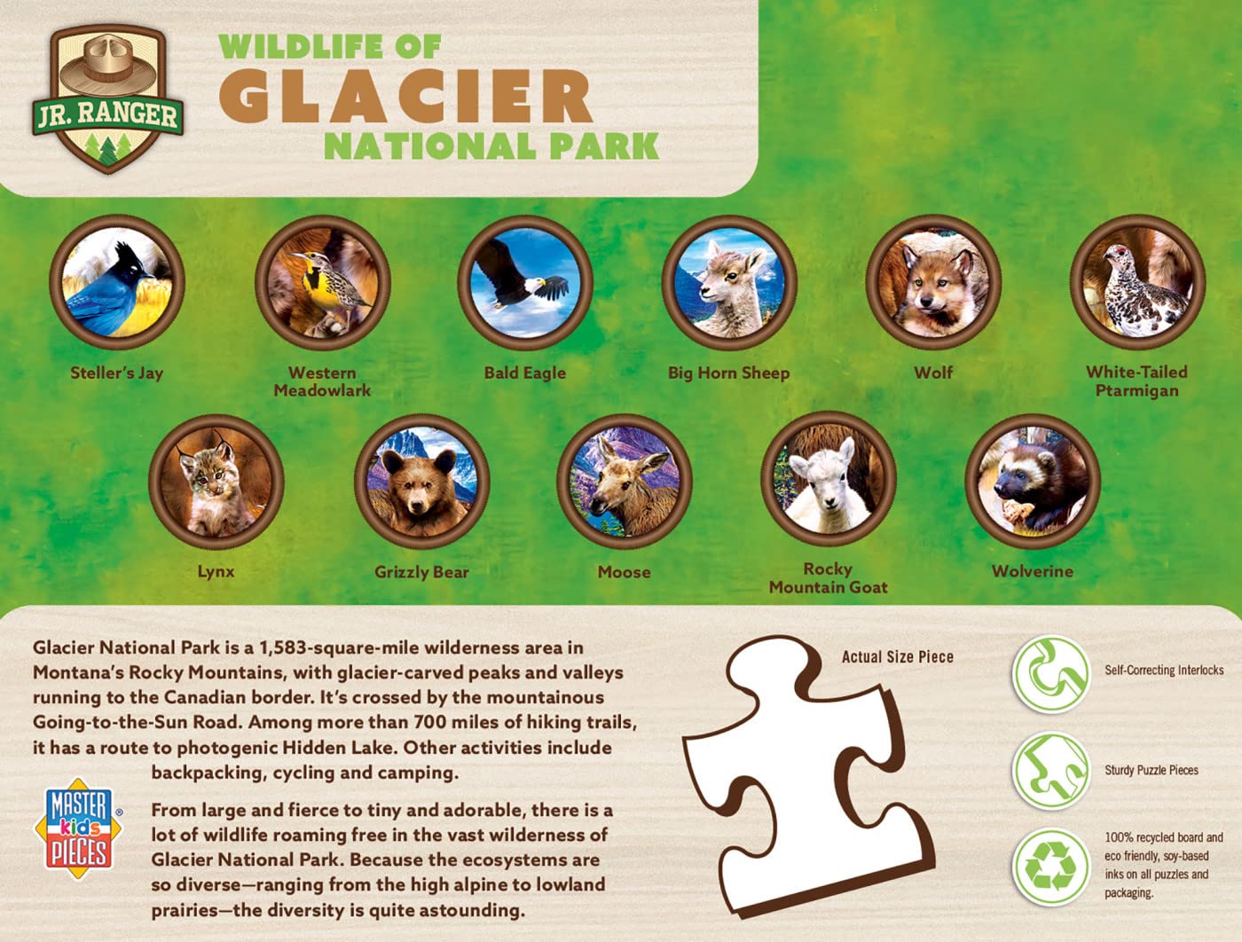 Masterpieces 100 Piece Jigsaw Puzzle For Kids - Glacier National Park - 14'X19'