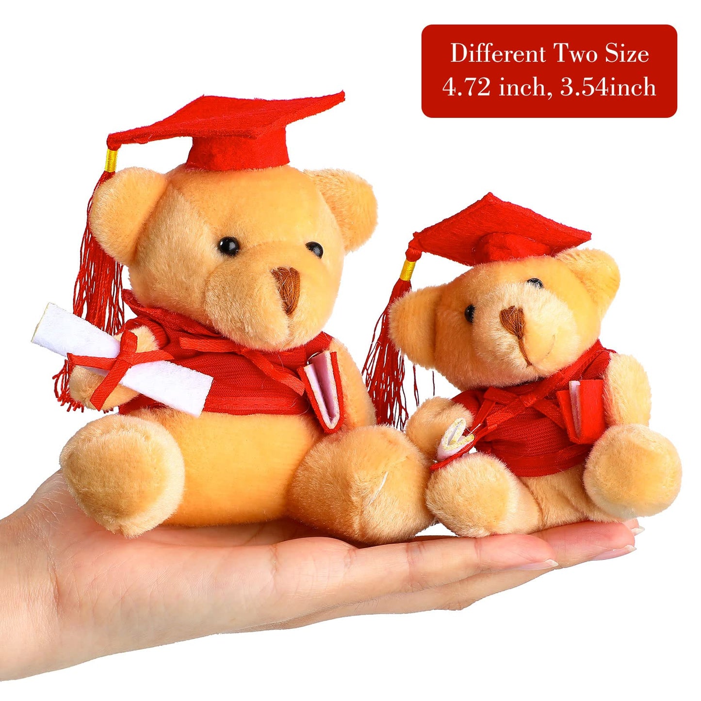 Sumind 6 Pieces Graduation Bears Class Of 2025 Graduation Plush Bears Bulk Stuffed Animal Bears With Cap For Kindergarten Primary School College High School Party Favors(Red)