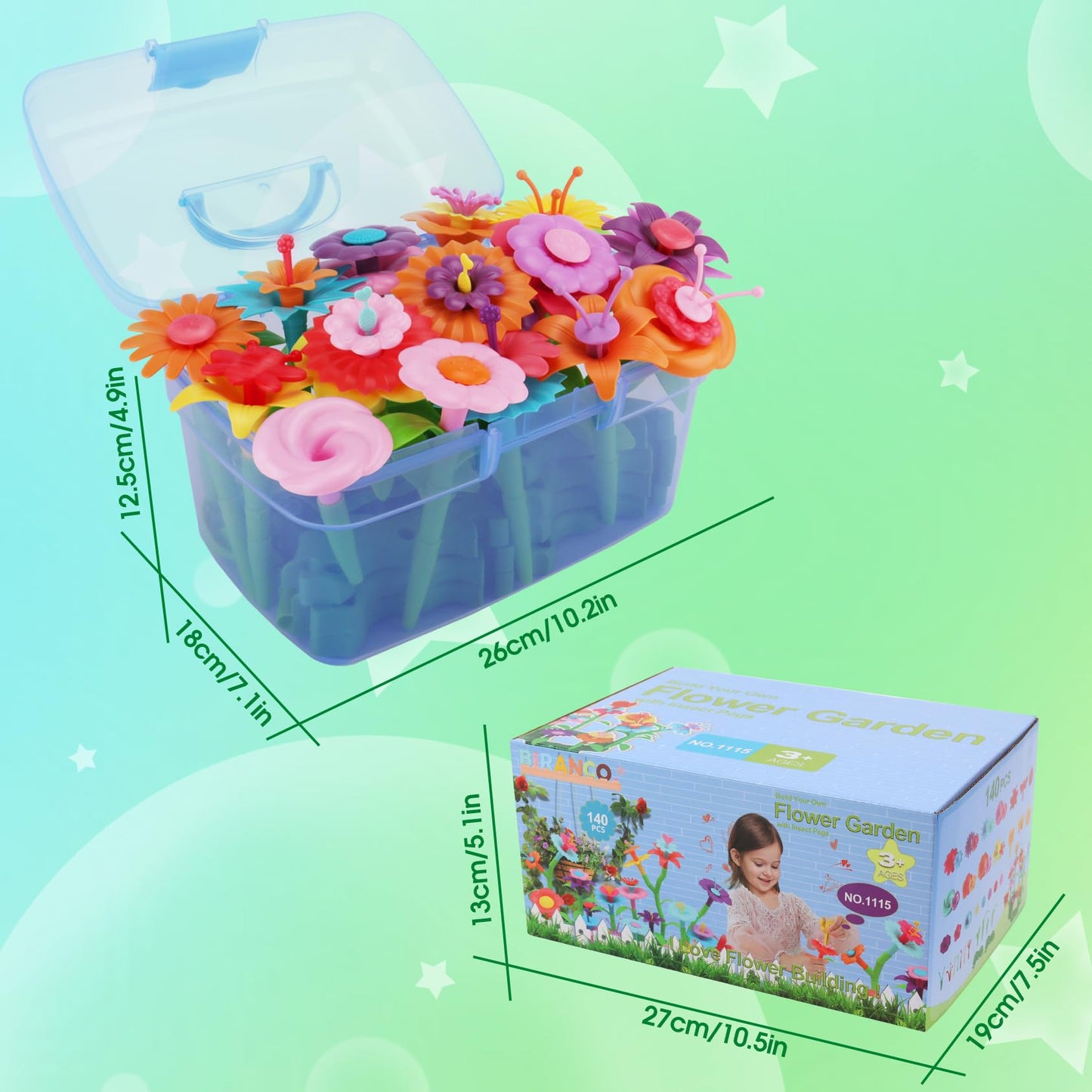 Biranco. Flower Garden Building Toys - Build A Bouquet Floral Arrangement Playset For Toddlers And Kids Gifts Age 3, 4, 5, 6 Yea