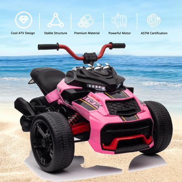 LUIBAS 24V Kids Ride On ATV - Electric Toy with LED Light, Bluetooth, Music, Rose Pink
