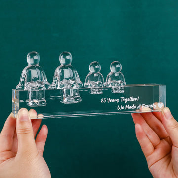 25Th Silver Wedding Anniversary Crystal Gifts For Her Wife, 25 Years Together We Made A Family Glass Decoration Keepsake For Parents (2 Children)