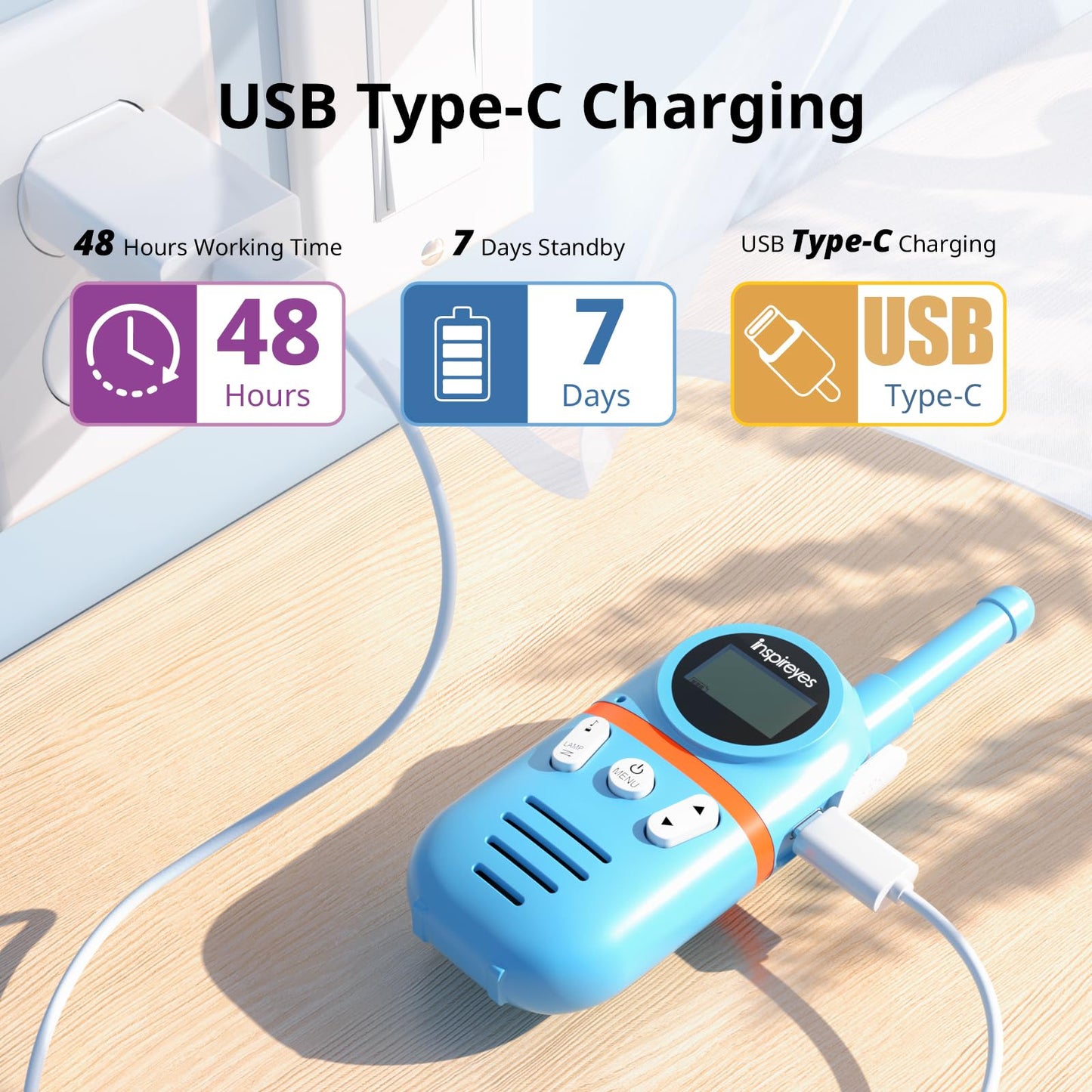Inspireyes Walkie Talkies For Kids Rechargeable, 48 Hrs Working Time 3 Miles Range 22 Channels 2 Way Radio, Birthday Gifts For B