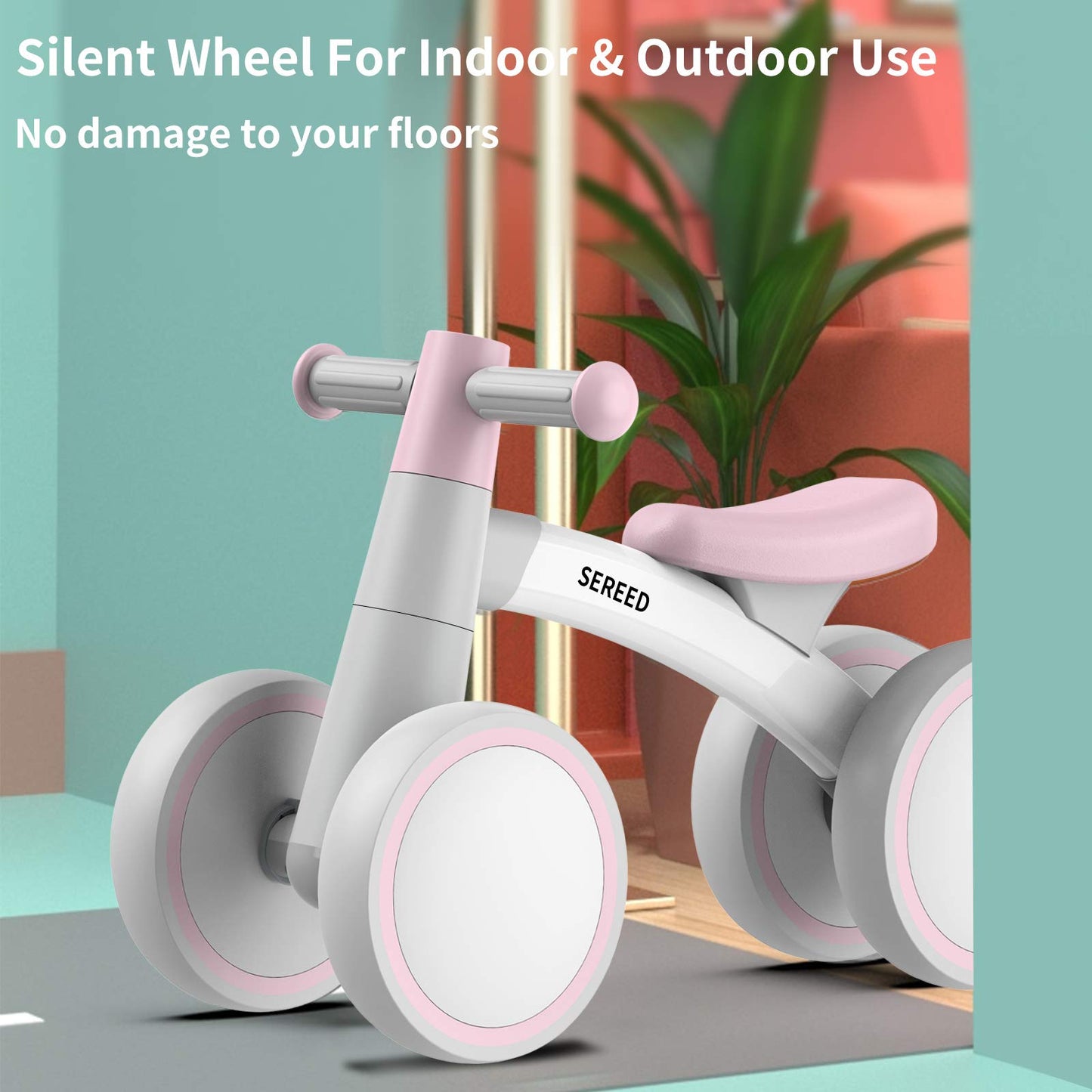 Sereed Baby Balance Bike For 1 Year Old Boys Girls 12-24 Month Toddler Balance Bike, 4 Wheels Toddler First Bike, First Birthday