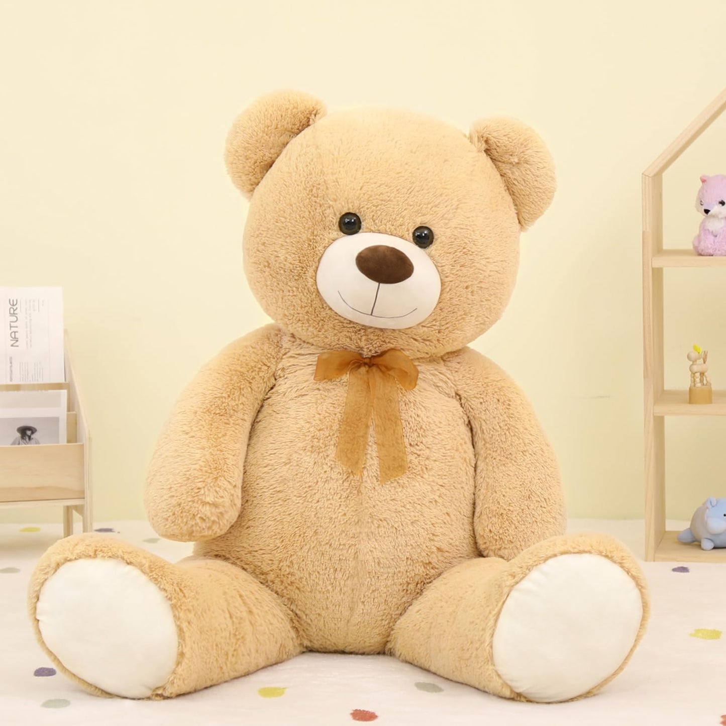 Tezituor Giant Teddy Bear Stuffed Animal 51In, Big Stuffed Bear Plush For Baby Shower, Huggable Large Teddy Bear Gift For Kids, Girlfriend On Birthday, Valentine, Christmas(Tan)
