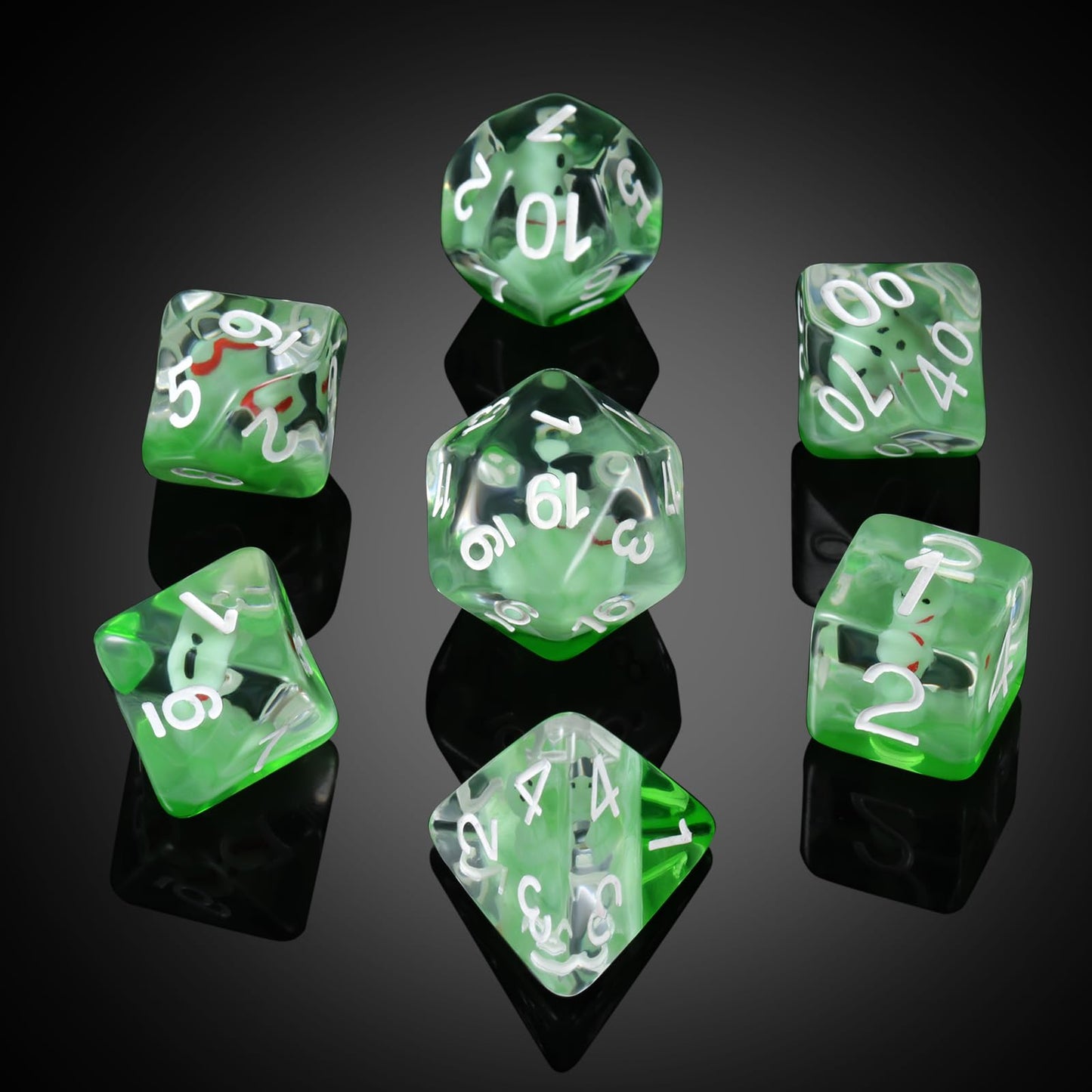 Snake DND Dice, DNDND 7PCS Resin D&D Die with Velvet Pouch for Dungeons and Dragons Role Playing Games and Tabletop Games(Snake)