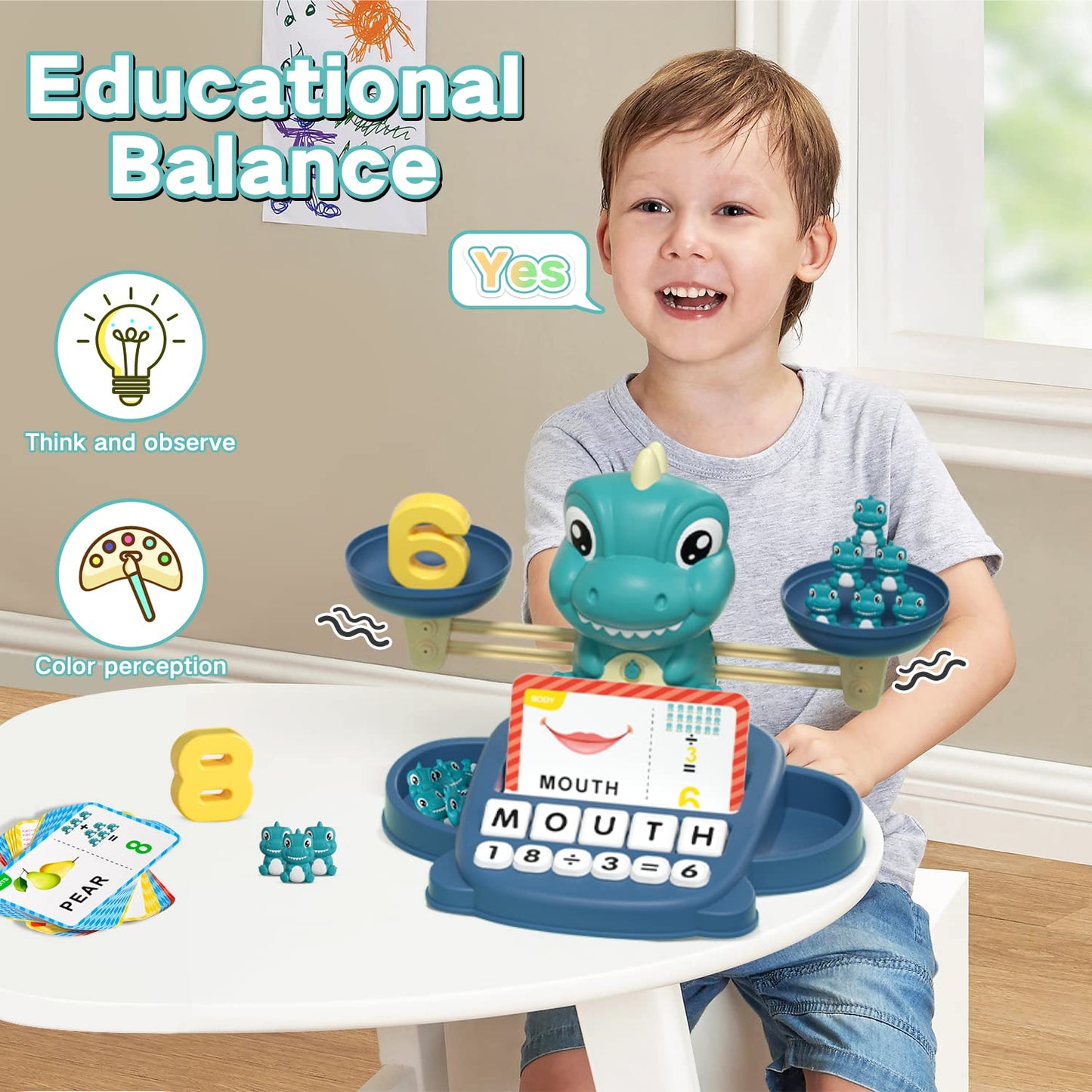 Hopeeye Dinosaur Kindergarten Preschool Learning Activities Math Counting Matching Letter Toys - Toddler Educational Toys For 3
