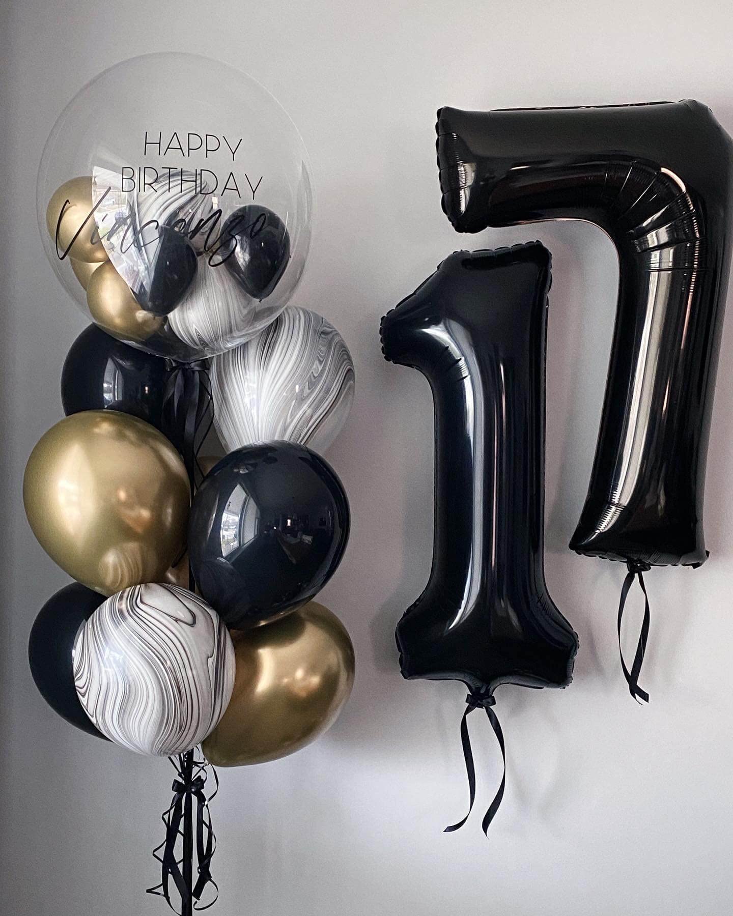 40 Inch Black 17 Number Balloons Giant 17 Balloons Black Birthday Balloons 17Th Birthday Anniversary Events Party Decorations Su
