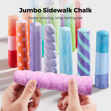 Jar Melo 38 PCS Sidewalk Chalk for Kids- Colored Sidewalk Chalk with Holder,Jumbo Washable & Non-Toxic Chalks-Outdoor Play and C