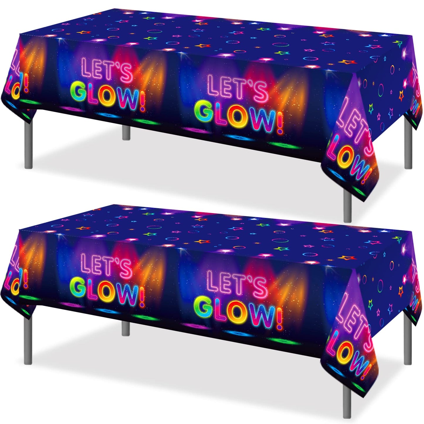 Tegeme Glow Tablecloth 86 X 51 Inch Glow In The Dark Tablecloth Disposable Tablecloths For Glow Theme Neon Party Black Light Par