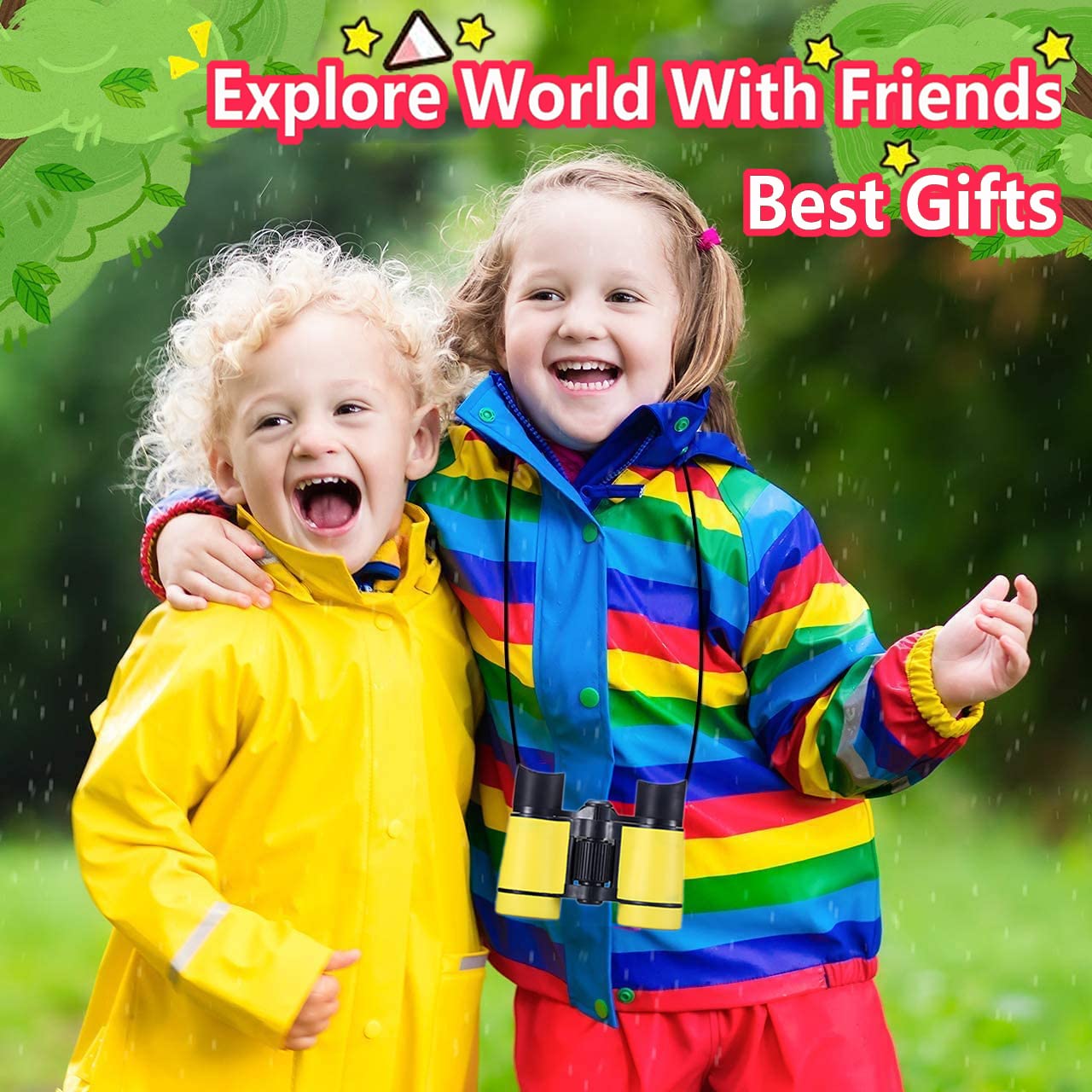 Kid Binoculars Best Gifts For 3-12 Years Boys Girls High-Resolution Optics Shockproof Mini Compact Binocuolar Toys Folding Small Telescope For Bird Watching Camping Outdoor Play (Yellow)