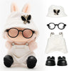 4pcs Dolls Outfit Set Hat & Overalls for 17 cm Doll Clothes Accessories Suit Stylish Clothes for Doll Cute Outfits for Dress up Unique Style with enhanced Fabric White