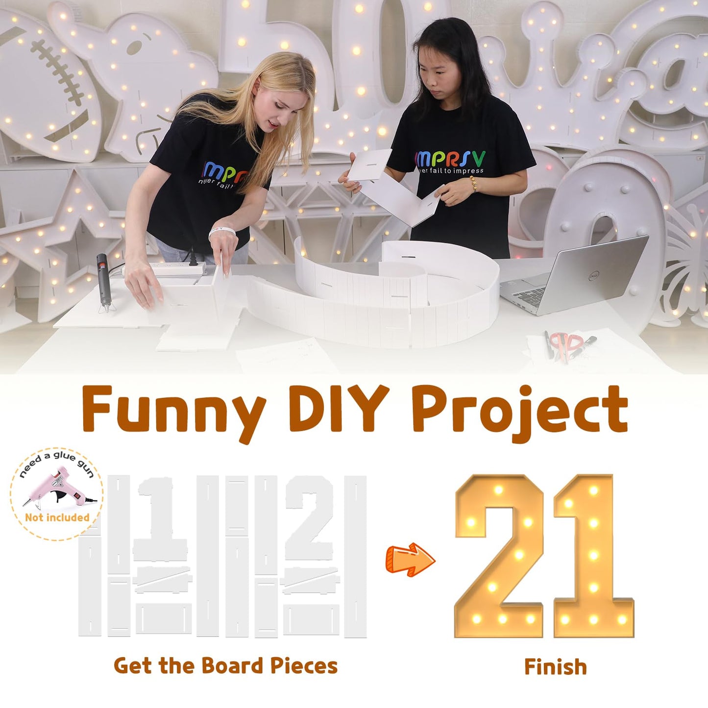 Imprsv 3Ft Light Up Numbers, Marquee Numbers 21St Birthday Decorations For Her Him, Large Light Up Numbers 21St Birthday Women F