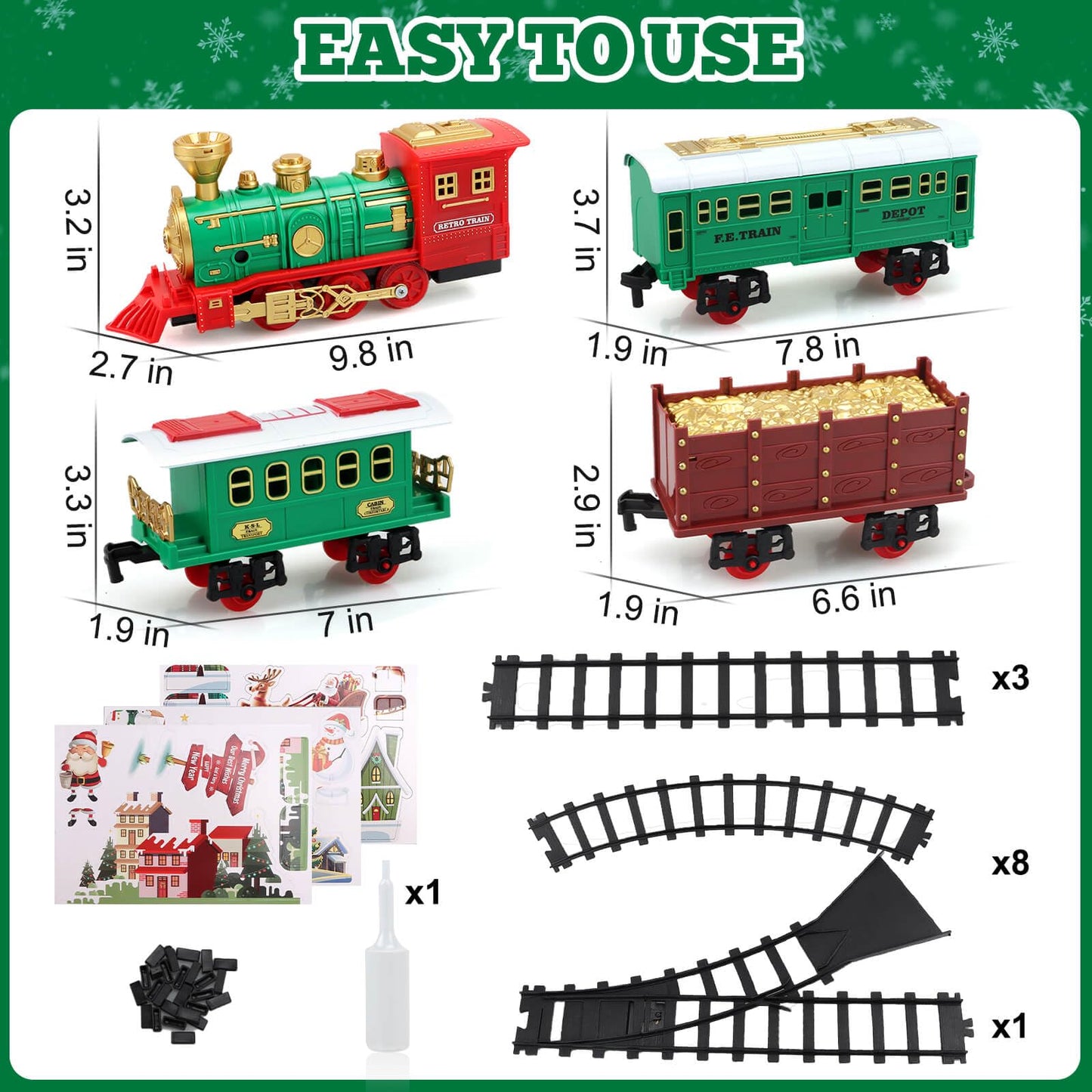 Gretex Electric Train Set With Smoke And Light For Toddlers Age 3 4 5 Year Old: Christmas Train Sets For Around The Tree With Adjustable Sound And Music Christmas Birthday Gift For Kids Age 6 7 8+