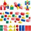 140 Pcs Mini 3D Shapes for Teaching Wood Geometric Solids Geometric Shapes 3D Shape Blocks Classroom Manipulatives for Elementary School for Kids Geometry Math Kindergarten Preschool Learning