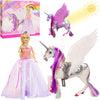 Color Change Unicorn And Fairy Tale Princess Doll, W/ Mane Brush, Girls' Unicorn Doll Toys Gifts, Presents For Girl Kids Aged 3+ (Color Changing White Unicorn)