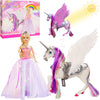 Color Change Unicorn and Fairy Tale Princess Doll, W/Mane Brush, Girls Unicorn Doll Toys Gifts, Presents for Girl Kids Aged 3+
