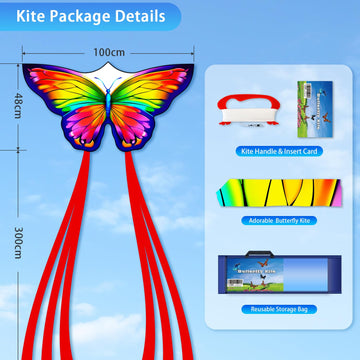 2 Pack Kids Kites - Small Butterfly & Skull Designs, Easy To Fly Kites For Ages 8-12, Beach & Park Outdoor Activities, Perfect E