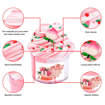 8 Pack Scented Slime Kit With 3 Clear And 5 Butter Slime,Peach Super Soft Non-Sticky,Jelly Cube Crunchy Crystal, Birthday Party