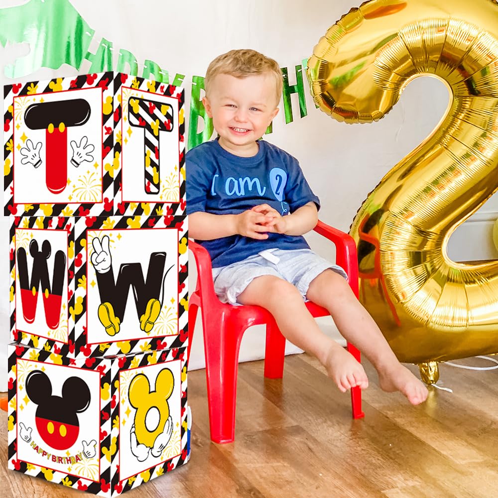 Toniful Mouse 2Nd Birthday Party Supplies Red Yellow Black Balloon Box With Letters, Red Mouse Theme Two Years Old Birthday Part