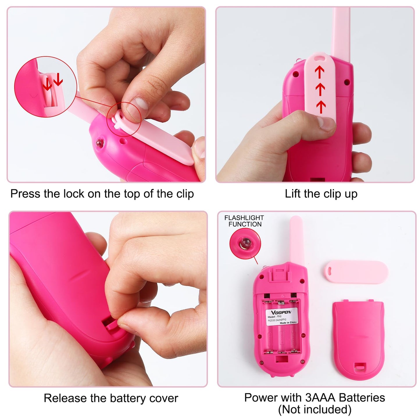 Voopon Walkie Talkies For Kids 22 Channels Long Range 2 Way Radio Toys For 3-12 Ages With Lcd Flash Light,Birthday Gifts For 4 5