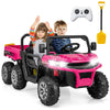 Olakids 24V 2 Seater Ride On Dump Truck, 4Wd 6X6 Battery Powered Kids Utv With Remote Control, 4 X 90W Engine, Electric Dump Bed, Spring Suspension, Ride On Toys For Big Kids (Rose)
