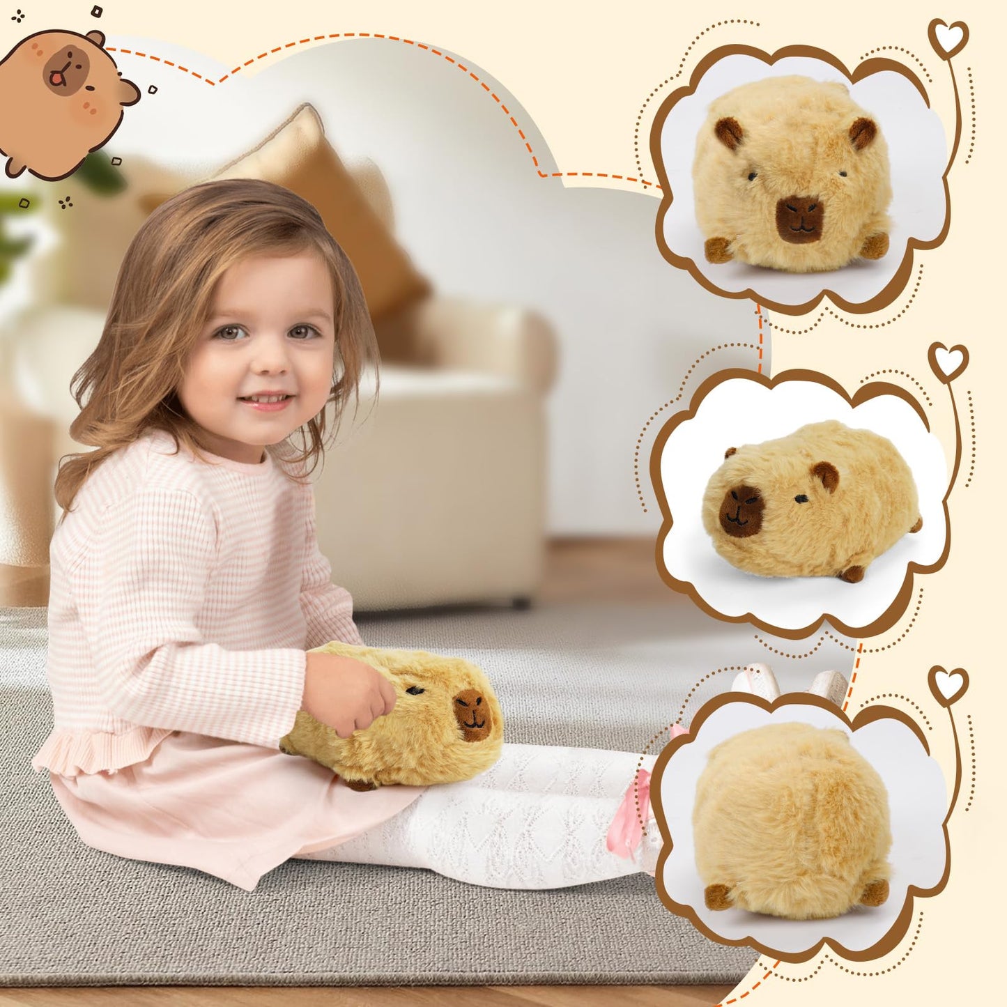 Evolveover Stuffed Capybara Plush Toy,Capybara Stuffed Animal Gifts,Cute Capybara Peluche,Soft Capybara Plushie Rodent (7Inch)