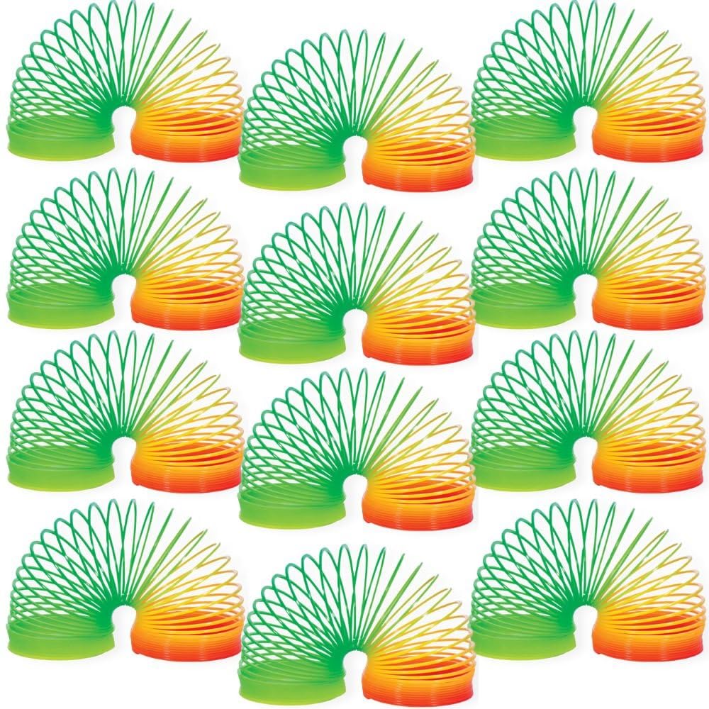 Fun Express Glow in The Dark Magic Springs - Set of 12 Rainbow Colored Toys - Value Toys and Party Favors