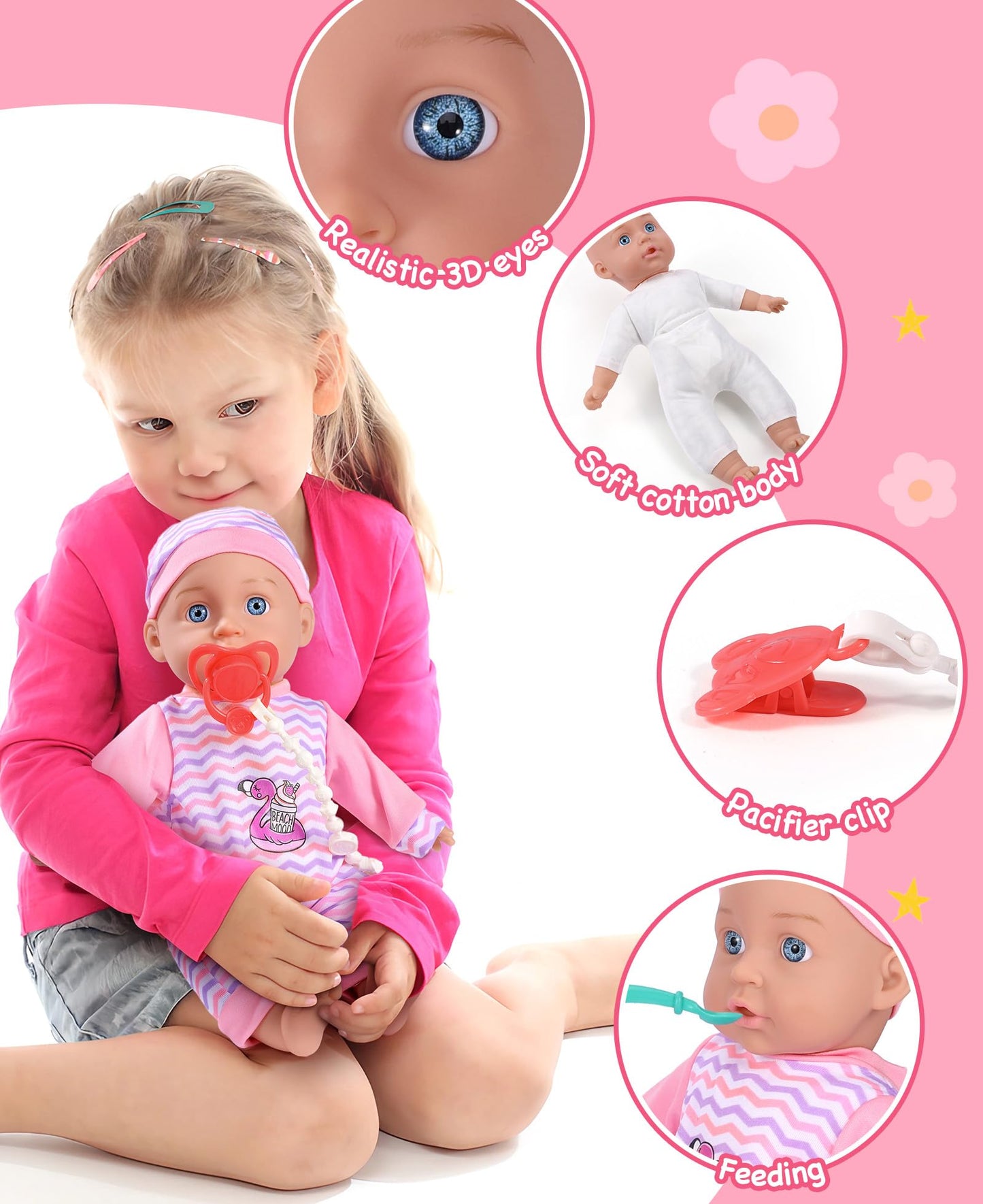Gagaku Baby Doll Set,12' Doll Toys With Crib Bed,22Pcs Baby Doll Accessories Doll Care Playset Includ Cradle Crib, Diaper,Feeding Set,Baby Gift For 3+ Year Old Girls Boys