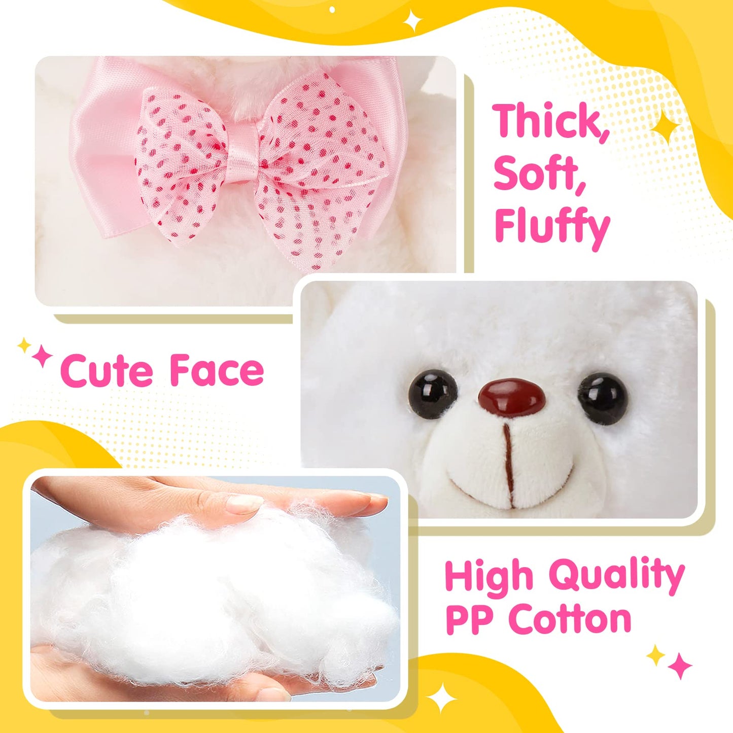 Bstaofy Light Up White Teddy Bear Led Stuffed Animal Soft Nightlight Glow Bear Plush Toy Gifts For Kids Mom Girls Birthday Christmas, 8'
