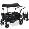 ELEMARA Stroller Wagon for 2 Kids Foldable Wagon Stroller enhanced All Terrain Wagon for Kids Kids Wagon Cart w/Removable Canopy Adjustable Push/Pull Handle Harnesses Large Storage Bag Black