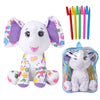 DRAWMYTOY Coloring Plush Toy - Elephant with 5 Washable Markers for Kids Ages 4-6