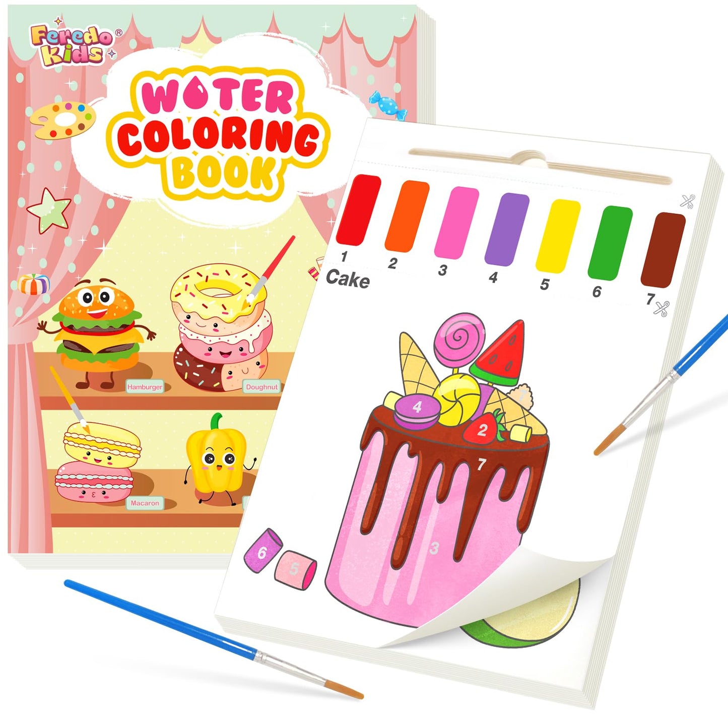 Feredo Kids Paint With Water Coloring Book For Toddlers - Mess Free Watercolor Painting Activity Kit - Arts & Crafts For 3 4 5 6