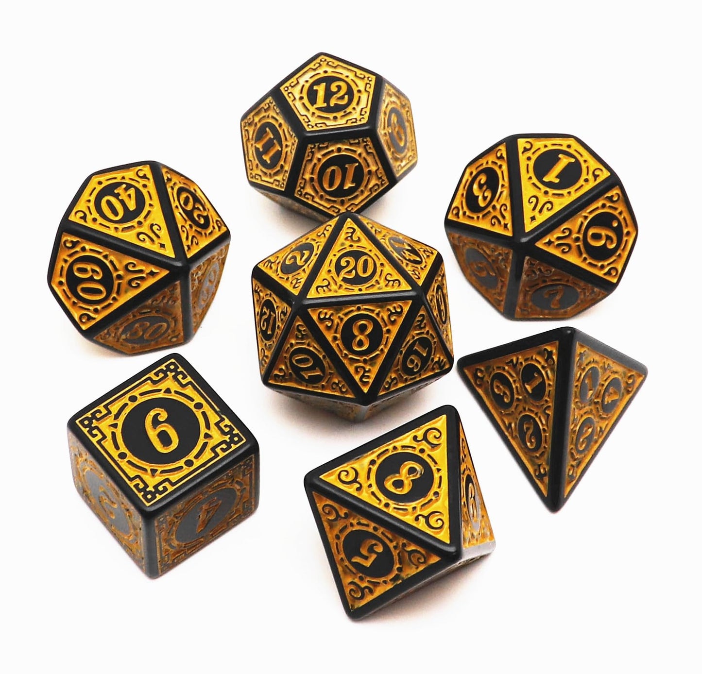CREEBUY Polyhedral DND Dice Set, 5 Pack Dice Sets Fit for Dungeons and Dragons D&D RPG Games 7-Die Polyhedral Dice with Vintage