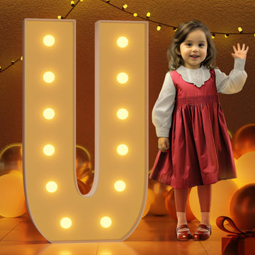 Imprsv 4Ft Marquee Light Up Letters U, Large Light Up Letters For Baby Shower Anniversary Wedding Room Decor, Big Letters For Pa