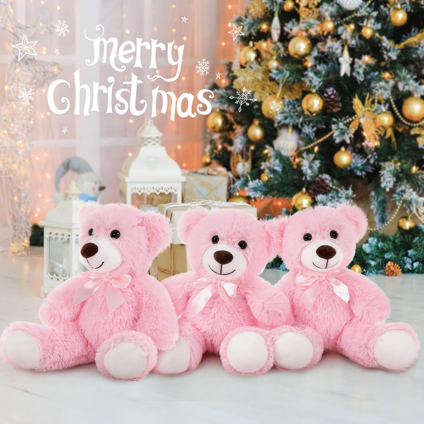 Tezituor Teddy Bear Stuffed Animal Bulk 5 Packs, 14In Small Bulk Teddy Bear Plush, Teddy Bears Centerpiece For Baby Shower, Stuffed Bears Gift For Kids, Girlfriend On Christmas, Valentines, Pink