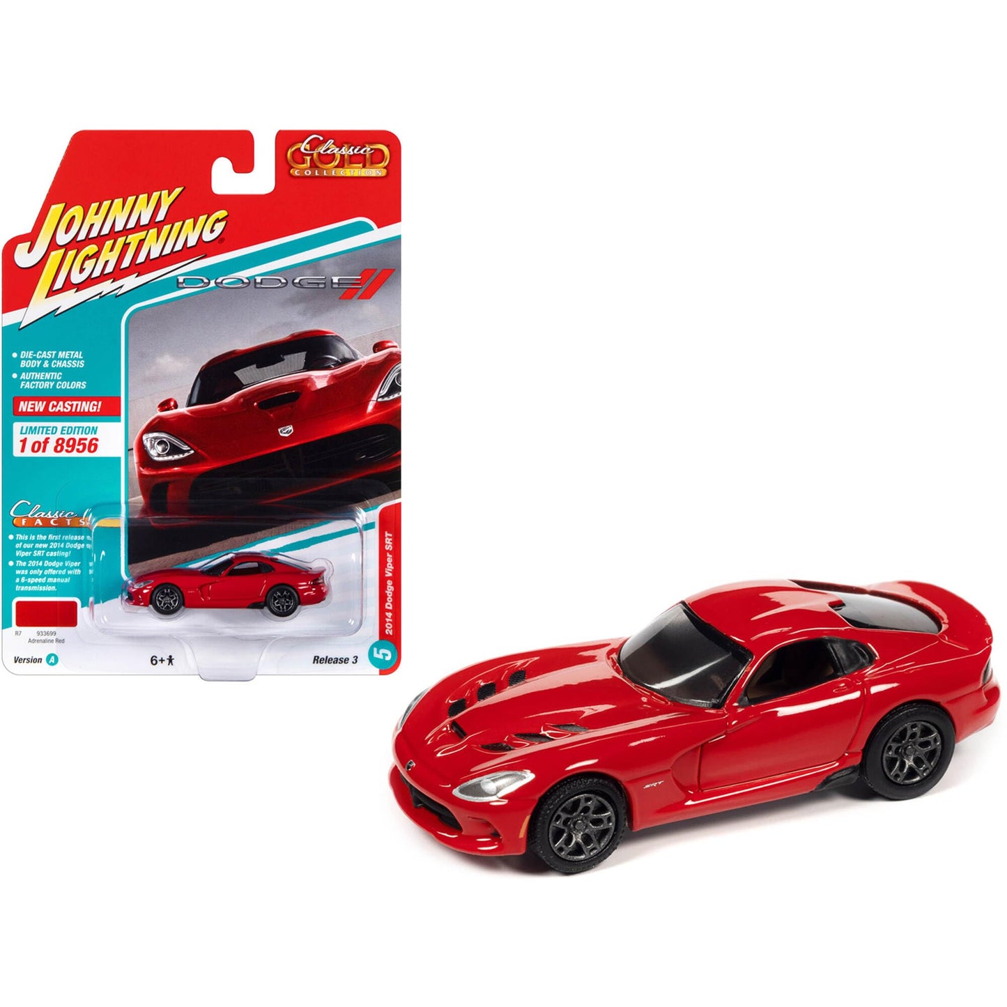 2014 Dodge Viper SRT Adrenaline Red ''Classic Gold Collection'' Series Limited Edition to 8956 pieces Worldwide 1/64 Diecast Mod