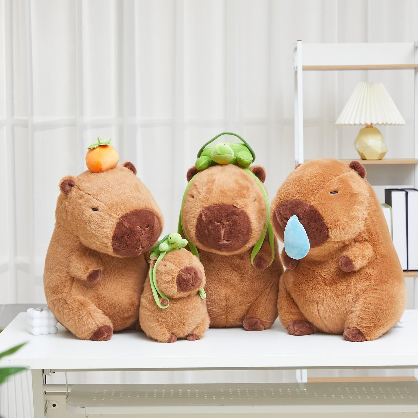 Simgoing 2 Pcs Cute Capybara Stuffed Animal 9'' Capybara Plush Cartoon Soft Brown Capybara Plushie Lovely Capybara Plush Gifts For Adults Birthday Party Favor Supply(Turtle Bag, Snot)