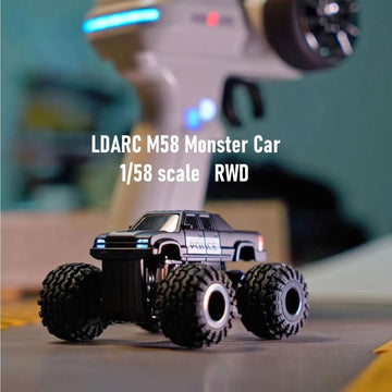 LDARC 1:58 Scale Mini RC Car RTR 2.4GHz Desktop Monster Truck Hobby Grade Remote Control Vehicle Model Comes with 2 Replaceable