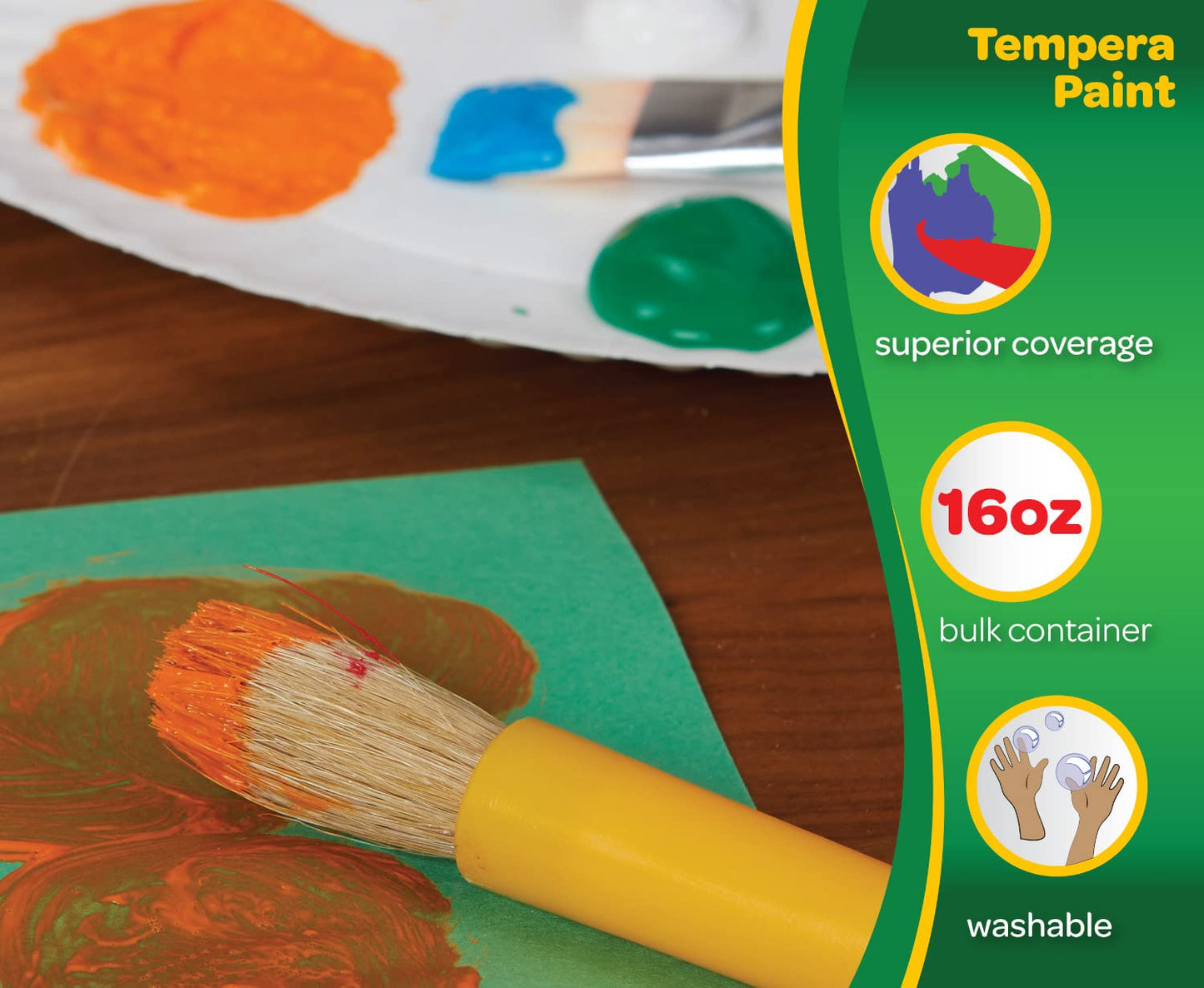 Crayola Premier Tempera Paint For Kids - Orange (16oz), Kids Classroom Supplies, Great For Arts & Crafts, Non Toxic, Easy Squeez