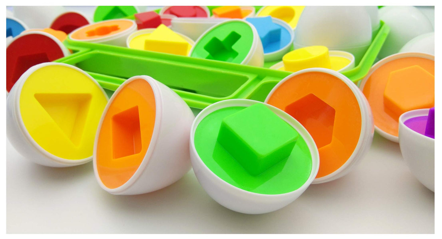 Beakabao 12Pcs Color And Shape Matching Egg Set Montessori Toddler Education Classification Toys For Fine Motor Skills Of The Fi