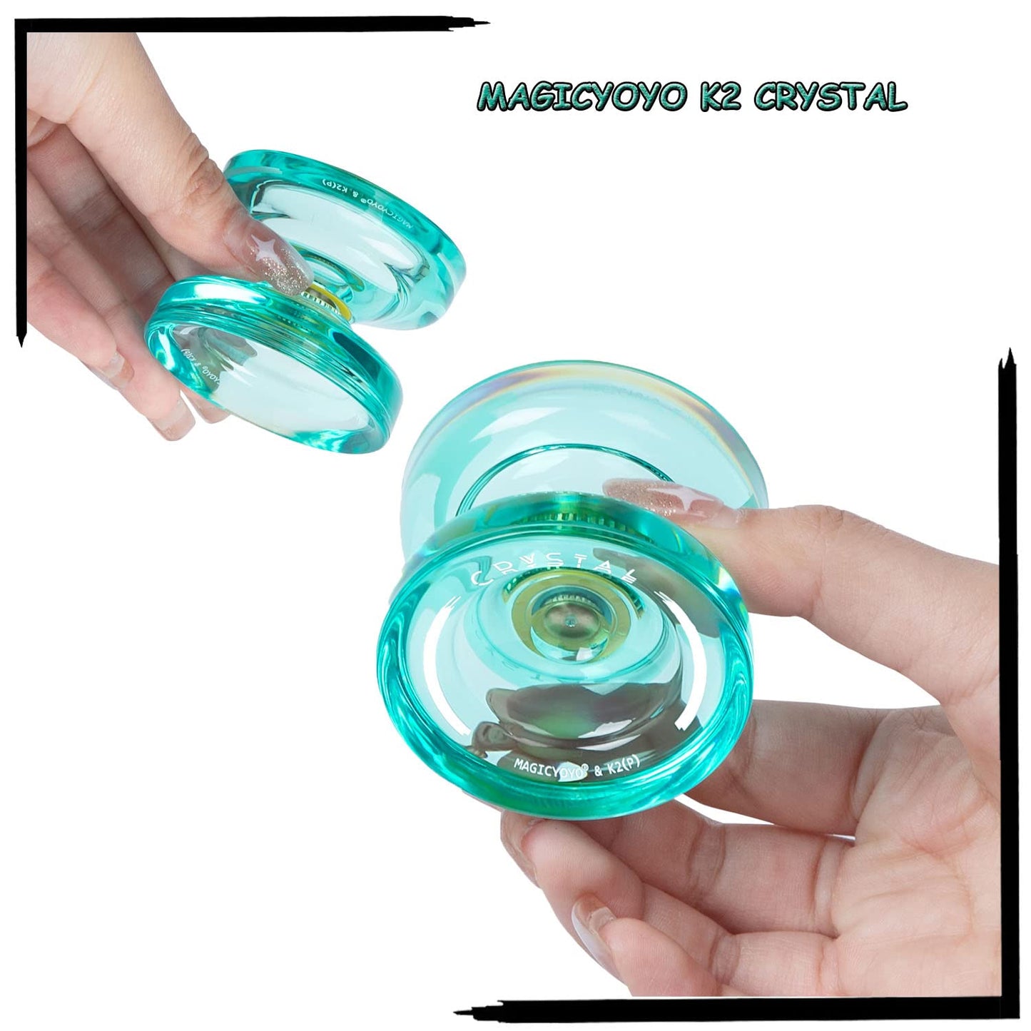 Magicyoyo K2 Responsive Yoyo For Kids Beginners Yo-Yo With 2 Yoyo Gloves, 2 Yoyo Bags, 12 Yoyo Strings (Crystal Green+Crystal Purple Pink)