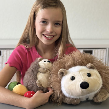 MaoGoLan Soft Hedgehog Plush Toys for Kids 6Pcs Woodland Stuffed Animals Bulk - Large Stuffed Hedgehog with Baby & 4 Fruits Plus
